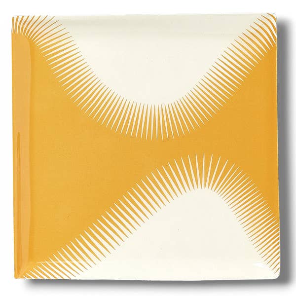 Vide-Poche Wave Jaune en Métal Style Contemporain 15x15cm - Gangzaï