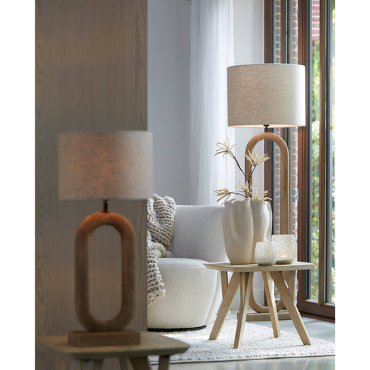 Lampadaire Paceco en Bois de Manguier & Toile de Jute - Light & Living