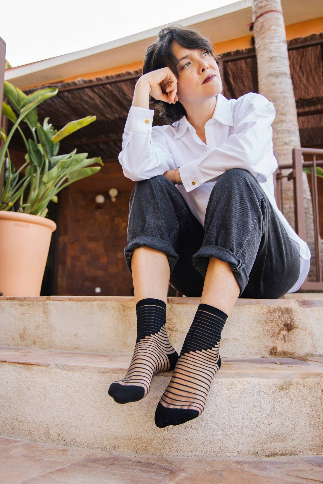 Chaussette Transparente Élégante Shibuya Noires 39/41 - Atelier St Eustache