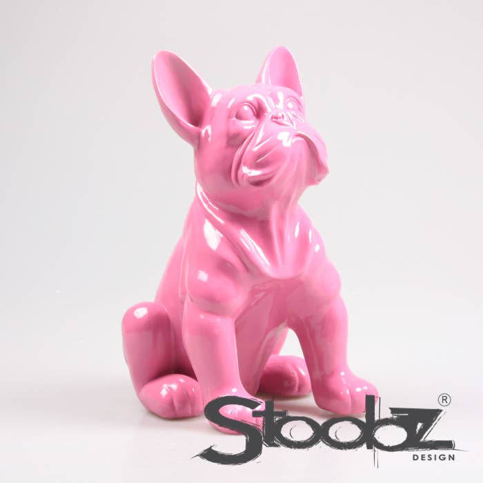 CHIEN BOULEDOGUE FRANÇAIS FUCHSIA 24X20X37 CM STOOBZ DESIGN