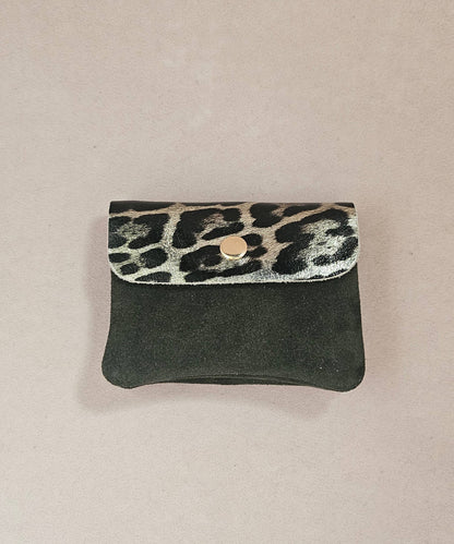 Porte Monnaie en Cuir de Vachette Motifs Léopard 1 x 2 x 8 cm
