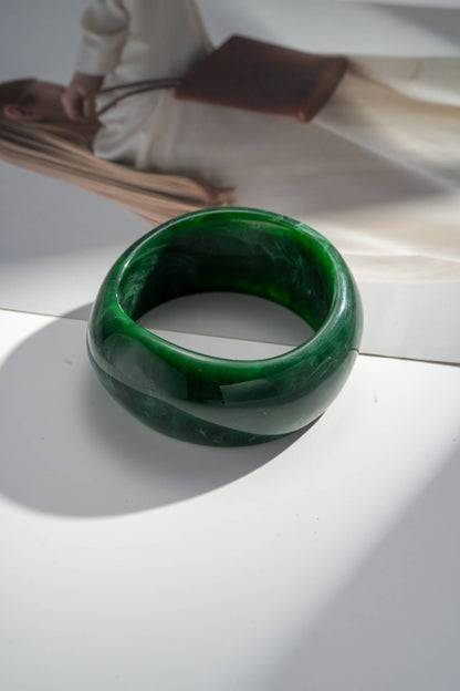 Bracelets jonc résine assortis - Écru bordeaux vert