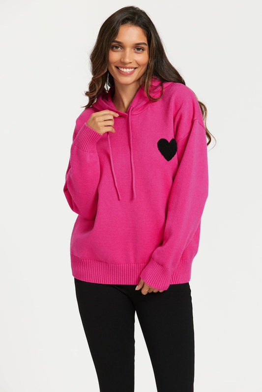 Sweat à Capuche Rose Brodée avec Coeur - FS Collection