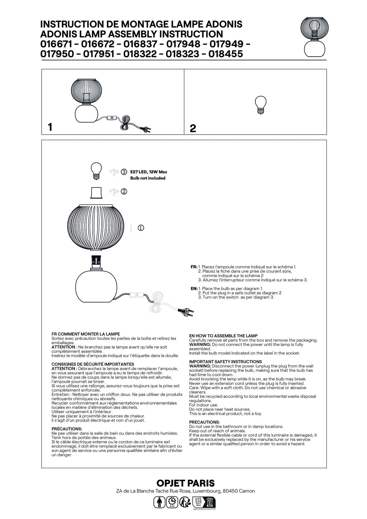 Lampe de Table Adonis en Verre Moucheté Léopard - Opjet