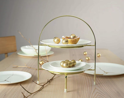 Set de 6 Assiettes Plates en Porcelaine Blanche Détails Dorée - Asa