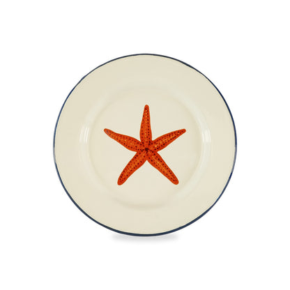 Assiette en Tôle Émaillée Illustration Fruit de Mer D.25,6 cm - WD Lifestyle