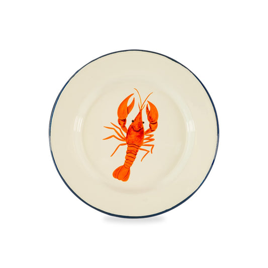 Assiette en Tôle Émaillée Illustration Fruit de Mer D.25,6 cm - WD Lifestyle