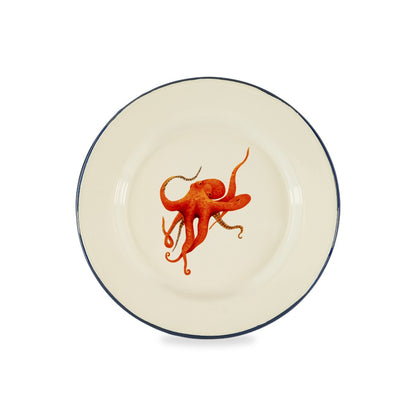 Assiette en Tôle Émaillée Illustration Fruit de Mer D.25,6 cm - WD Lifestyle