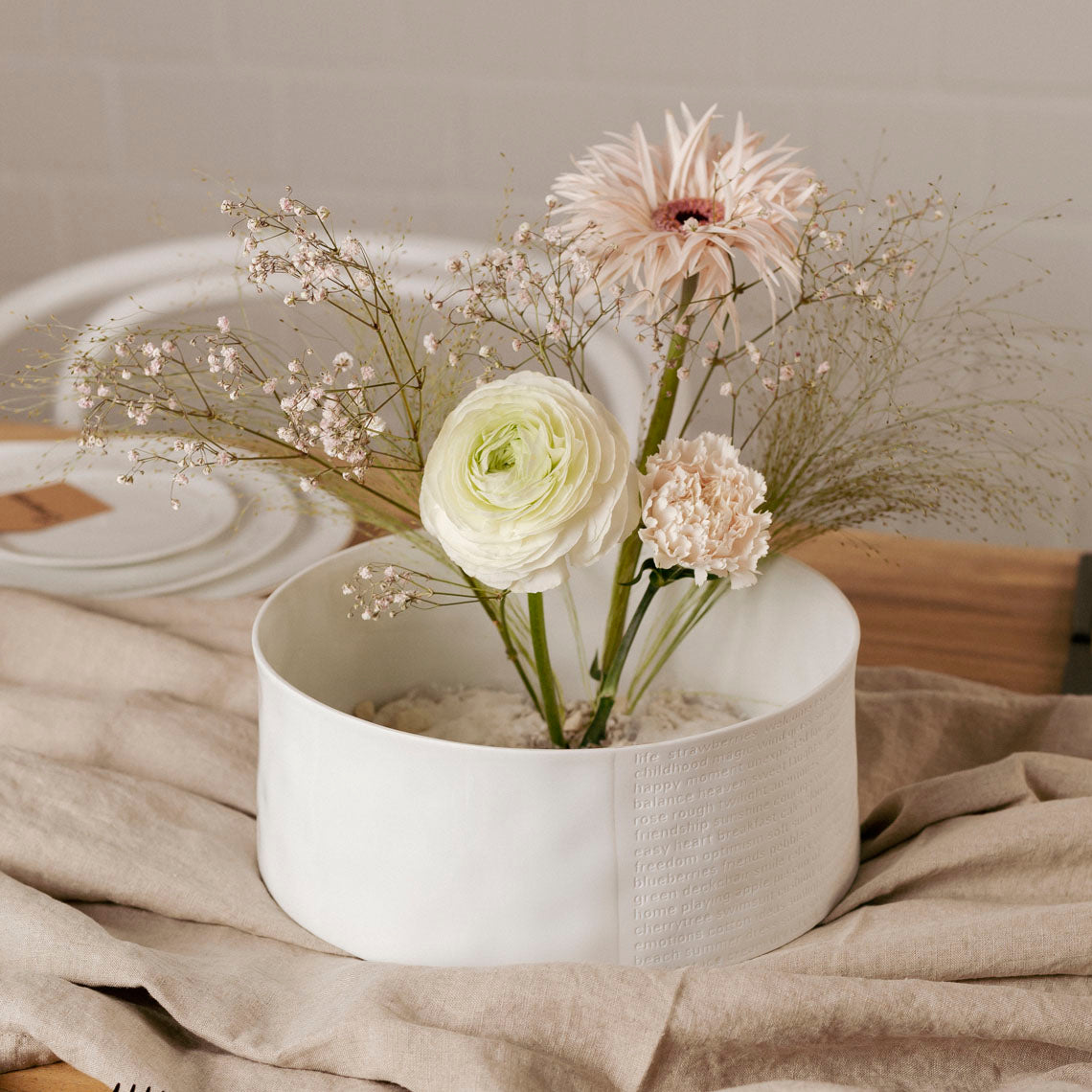 Bol en Céramique Gaufrée Poèsie Blanc D.25 cm - Räder