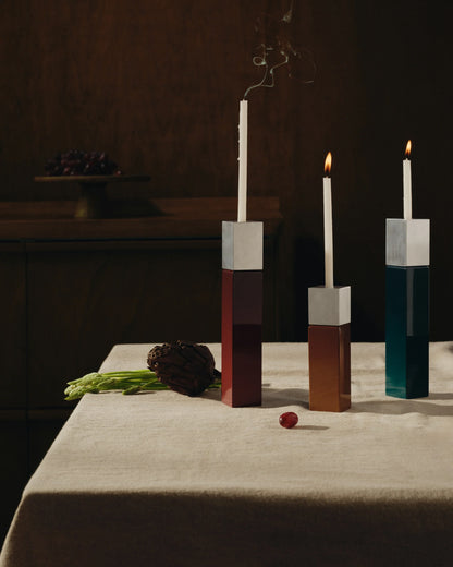 Bougeoir Oscar Bi-Colore Bleu Sarah - Maison Sarah Lavoine