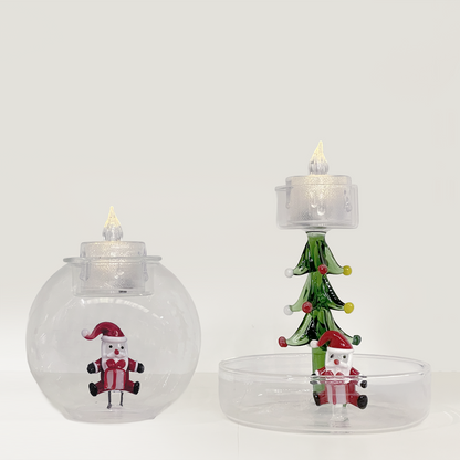 Bougeoir en Verre 3D Sapin du Père Noël - Opjet