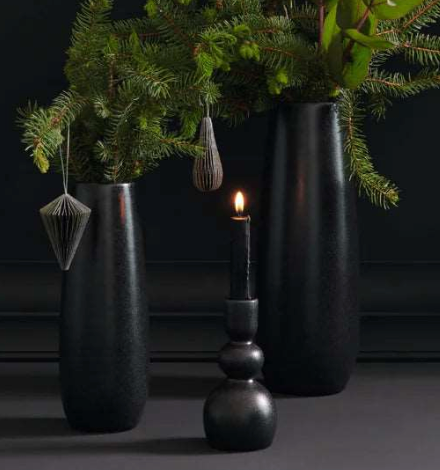 Bougeoir en Faïence Gris Noir - ASA