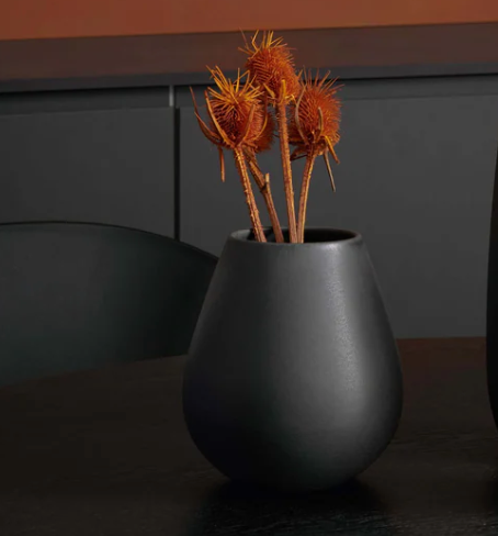 Vase en Faïence Noir D. 9 cm x H. 18 cm - ASA