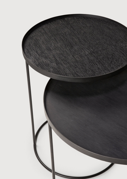 Set de 2 Tables d'Appoint à Plateau en Bois Noir - Ethnicraft