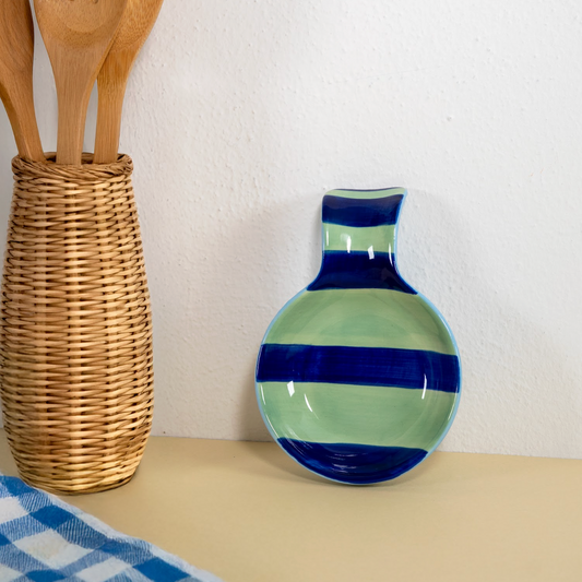 Repose Cuillère en Grès Bleu-Rose / Vert-Bleu - WD Lifestyle