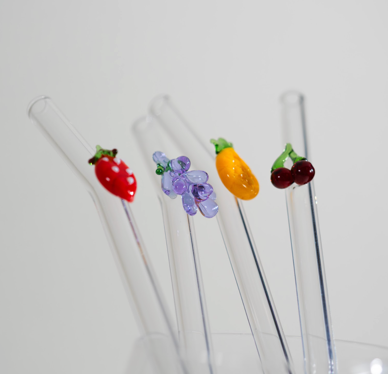 Set de 4 Pailles en Verre Décorations Fruits - WD Lifestyle