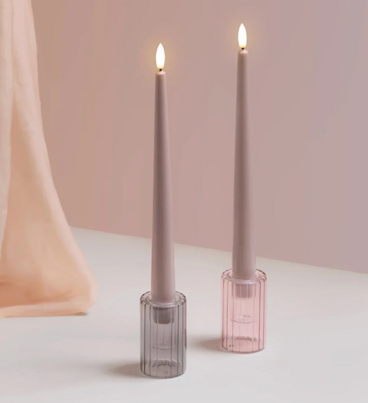 Set de 2 Bougeoirs Chandelle Lima en Verre Rose ou Violet - Moods&More