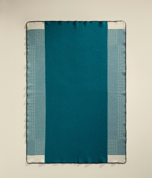 Plaid Kimi Bleu Sarah & Écru 100% Laine 130 x 170 cm - Maison Sarah Lavoine