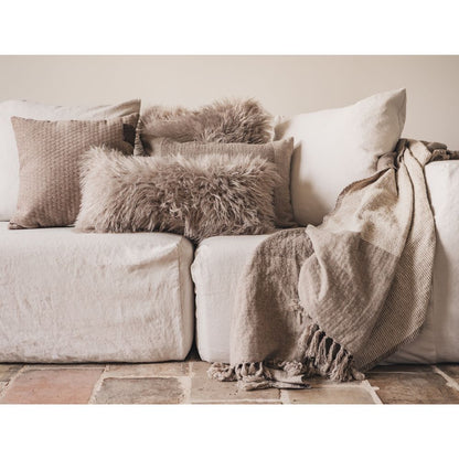 Coussin Vigogne Motifs Nid d'Abeille 50x50 cm - Bedandphilosophy