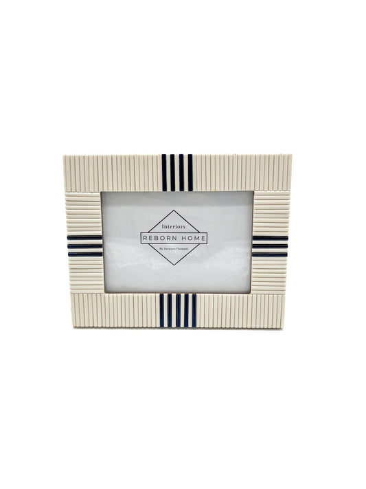 Cadre Photo Crème & Rayures Noires 17x23/13x18 cm - Jacques Flamant