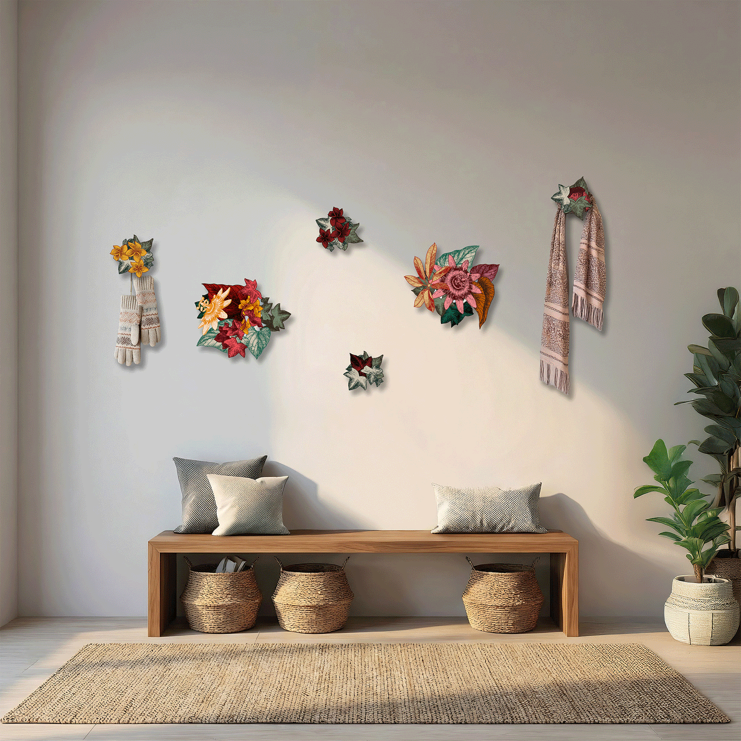 Patère Boucan aux Motifs Floraux - Ibride