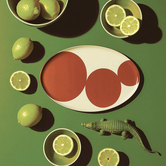 Plateau Ovale Astre en Métal Style Rétro 18X30cm - Gangzaï