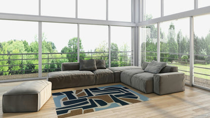 Tapis d’Extérieur Tamara Géométrique Bleu ou Prune 160 x 230 cm - Idaho