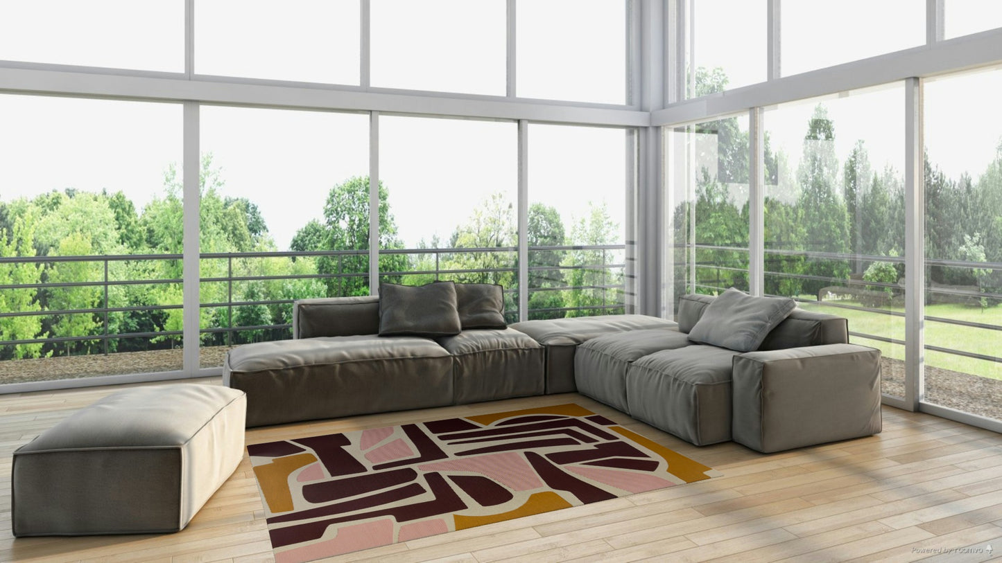 Tapis d’Extérieur Tamara Géométrique Bleu ou Prune 160 x 230 cm - Idaho