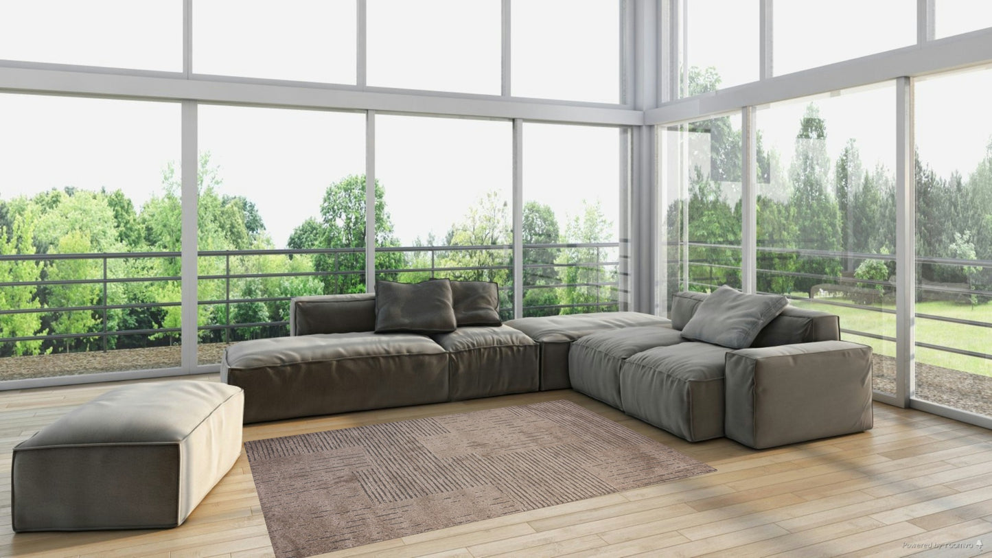 Tapis Linéo Écru/Taupe 160x230 cm - Idaho Éditions