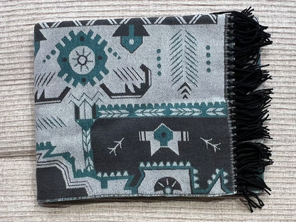 Jeté de Lit Plaid Motifs Aztèques Bleu - Angel des Montagnes