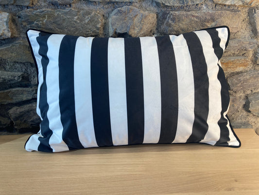 Housse de Coussin à Rayures Blanches/Noires - Podevache