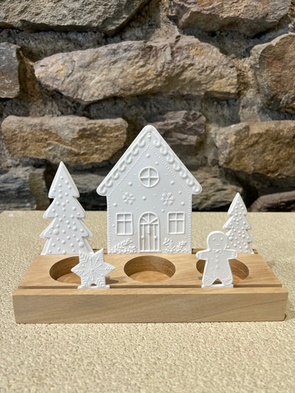 Bougeoir en Porcelaine & Bois Maison en Pain d'Épices - Räder
