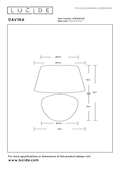 Lampe de Table Davina en Céramique Ovale Japandi -