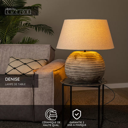 Lampe de Table Denise en Céramique Ovale Japandi -