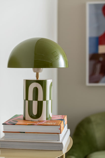 Lampe Dublin Style Seventies Verte & Beige en Métal H.35 x D.25 cm - Present Time