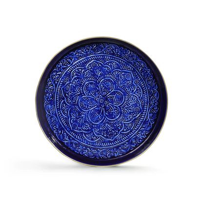 Plateau Berbère en Métal Peint D.60 cm / D.45 cm - Bazardeluxe