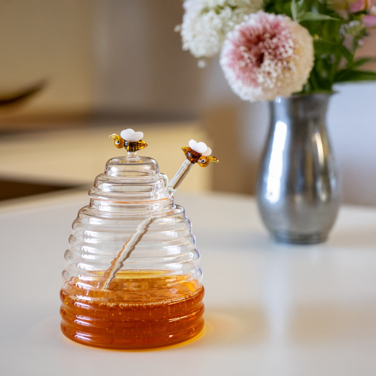 Pot à Miel en Verre Décoration Ruche d'Abeille 500ml - WD Lifestyle
