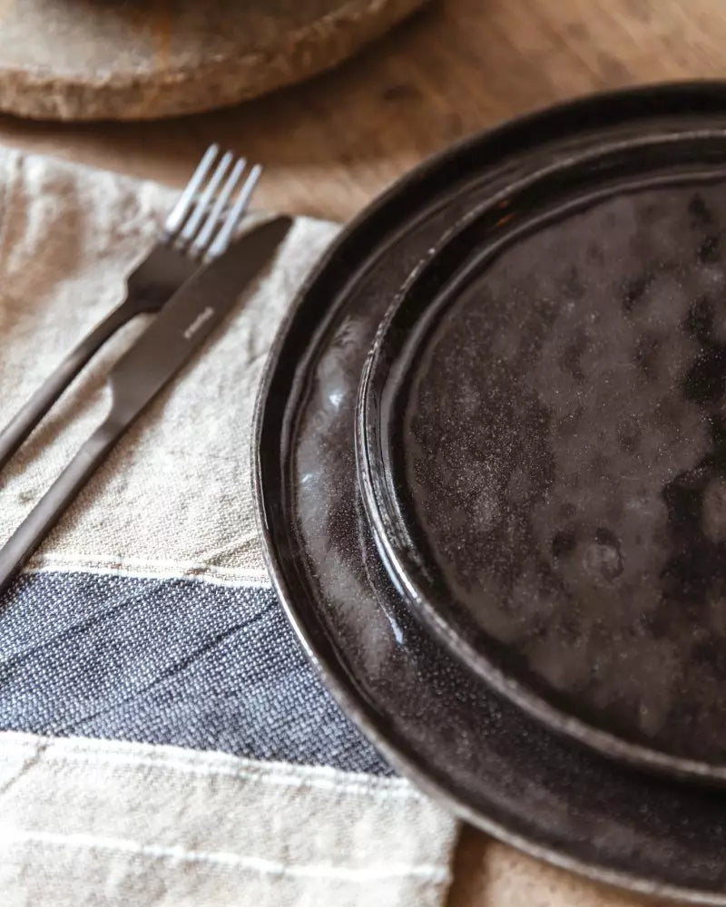 Set de 6 Assiettes à Dessert en Porcelaine Noire - Pomax