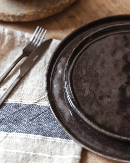 Set de 6 Assiettes à Dessert en Porcelaine Noire - Pomax