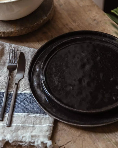 Set de 5 Assiettes Plates en Porcelaine Noire D.28 cm - Pomax