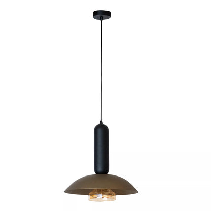 Suspension Grantham Noir & Café Moderne - Lucide avec ampoule