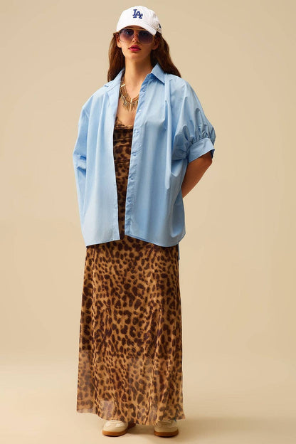 Blouse oversize bleu bébé à manches courtes