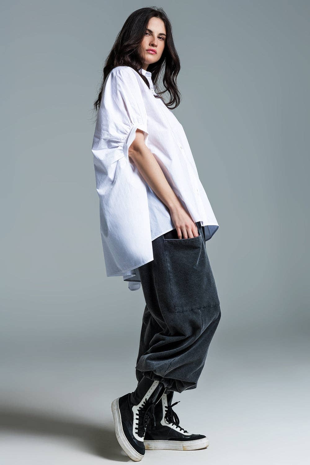 Blouse blanche oversize à manches courtes