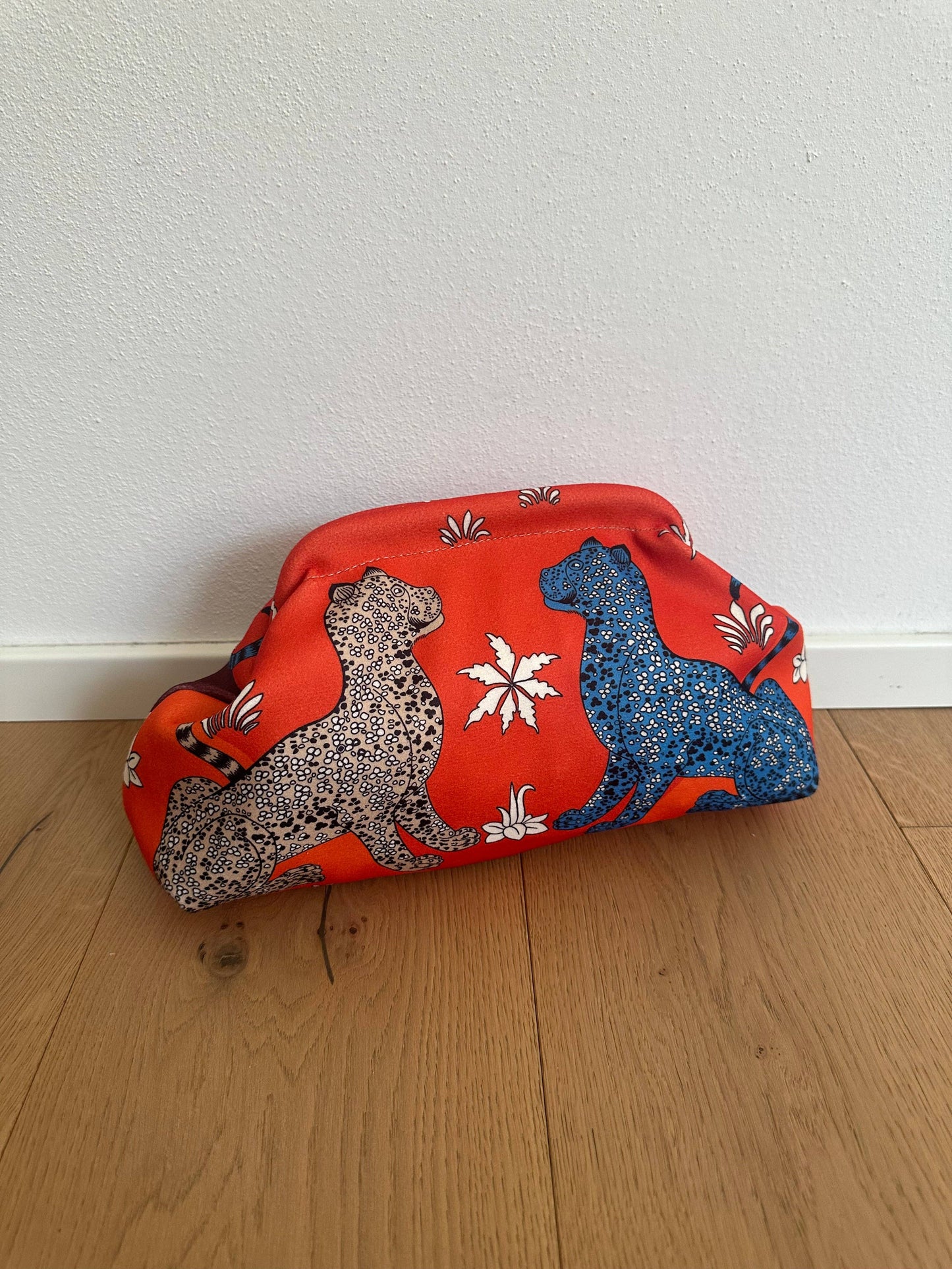 Pochette Clutch Jungle Noir/Marron Bandoulière à Chaîne en Polyester 21x31 cm