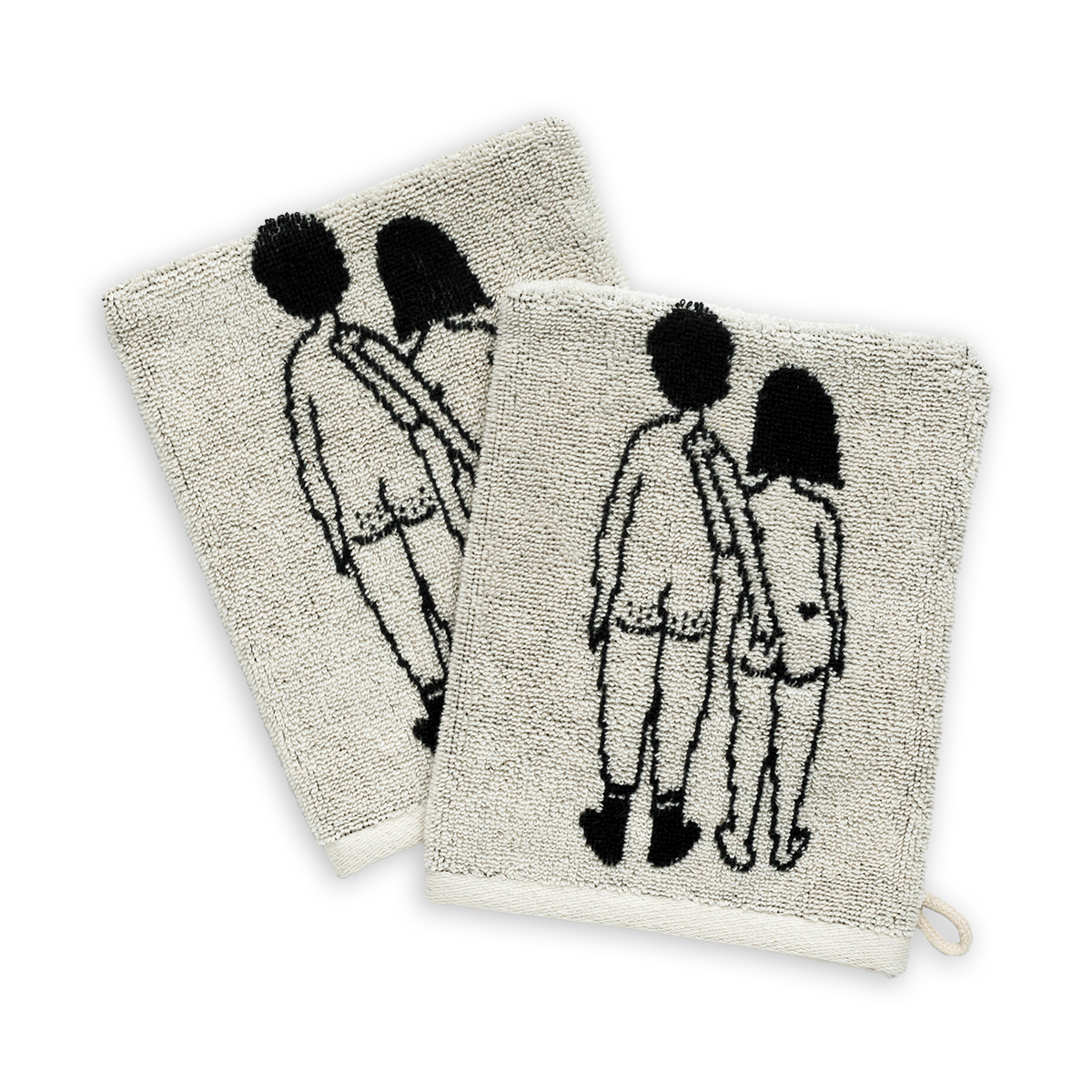 Set de Deux Gants de Toilette Illustration "Couple Nu" - Helen B