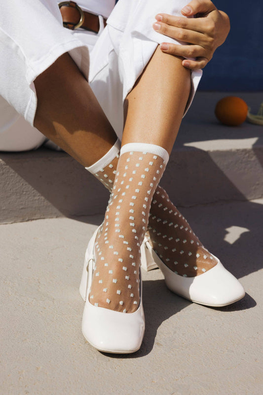 Paire de Chaussettes Crescent Dunes Yellow / Noir / Menthe  - Atelier Saint Eustache