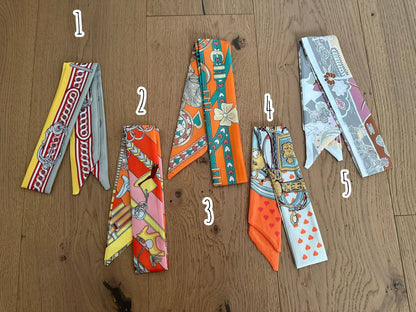 Foulard Twilly, Accessoire pour Sac, Cheveux, Cou en Polyester 88 x 5 cm