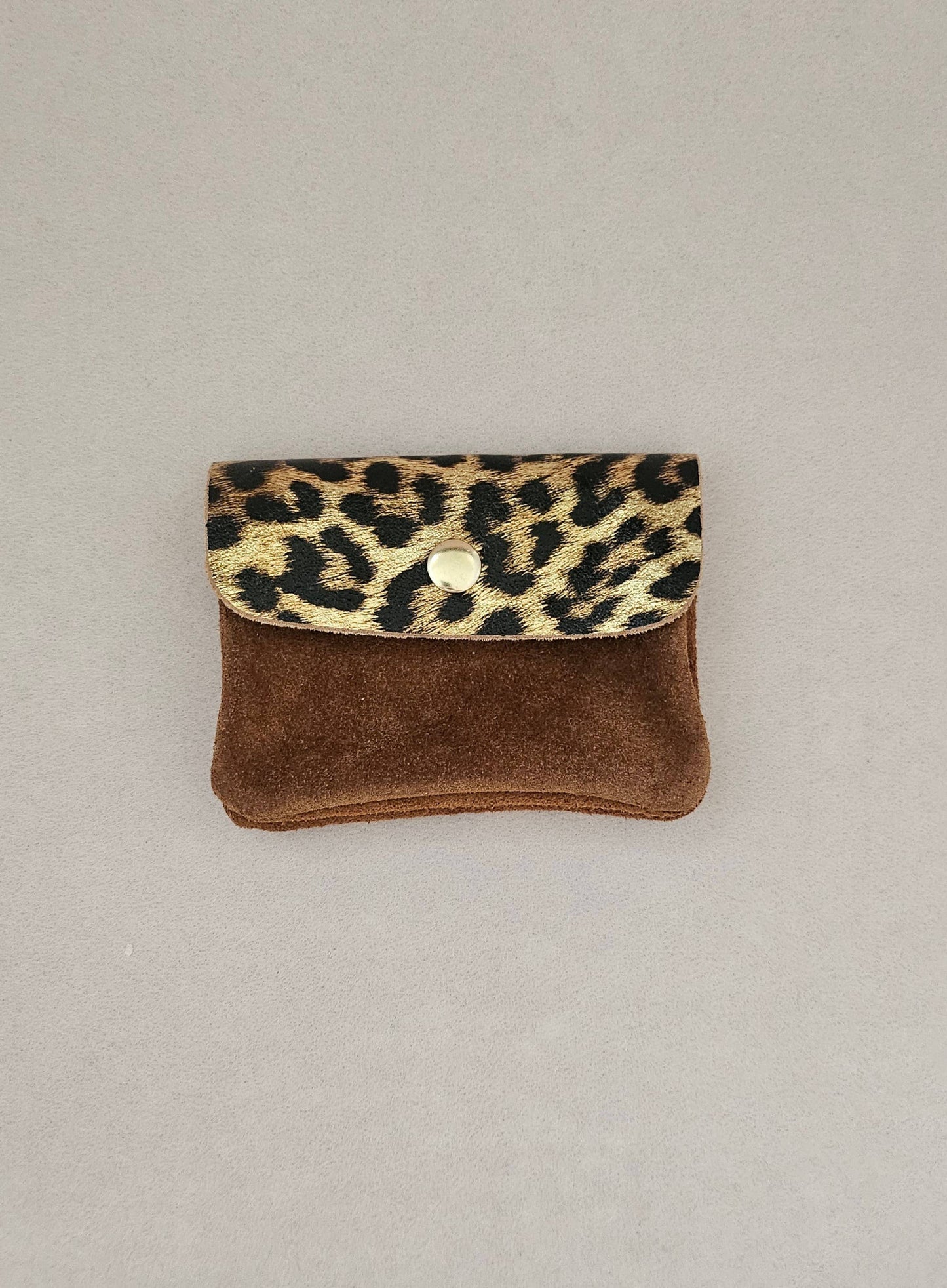 Porte Monnaie en Cuir de Vachette Motifs Léopard 1 x 2 x 8 cm