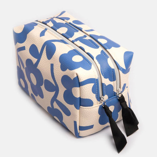 Trousse de Toilette XL aux Motifs de Fleurs Bleues - Caroline Gardner