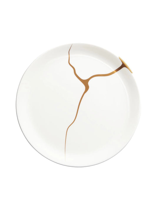 Set de 6 Assiettes Plates en Porcelaine Blanche Détails Dorée - Asa